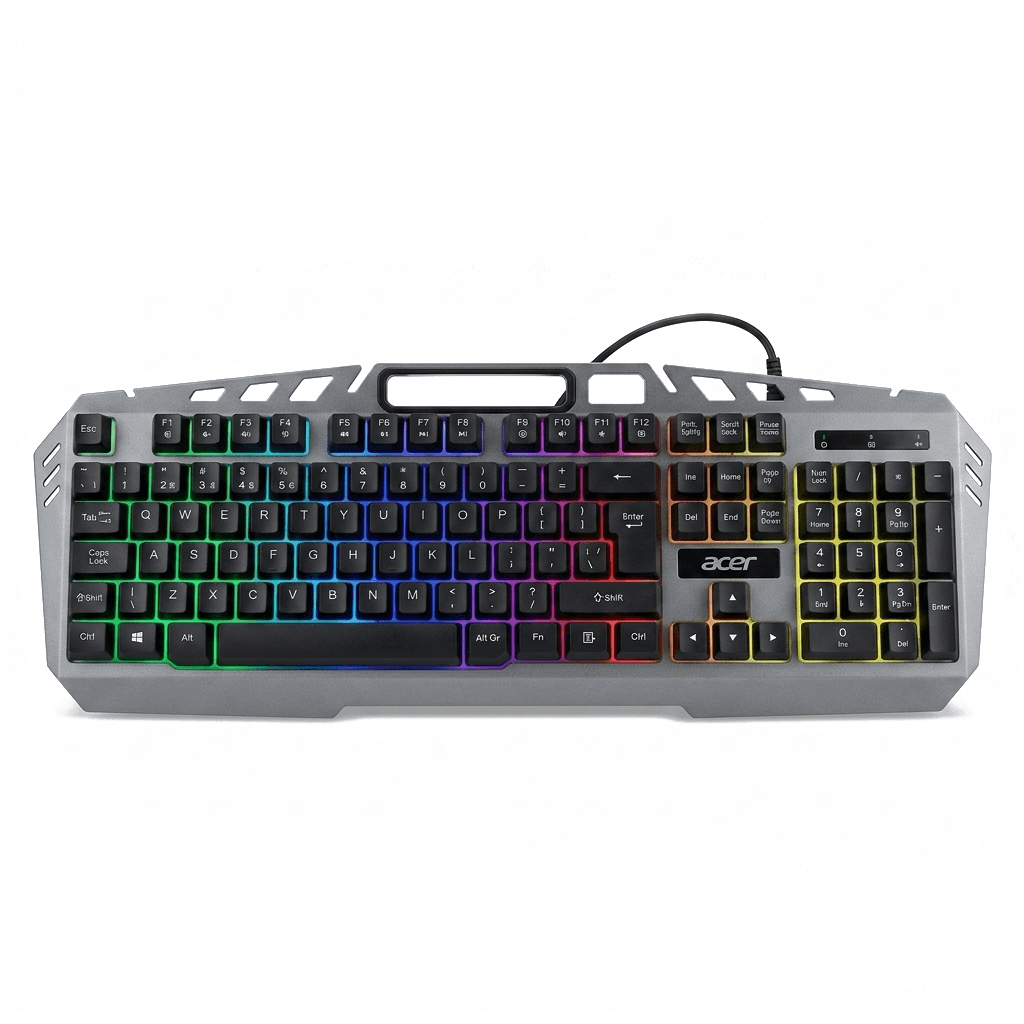 Acer Okw213 Gri Rgb Rainbow Backlit Rainbow Oyuncu Klavyesi Kablo Uzunluğu 1,5mt